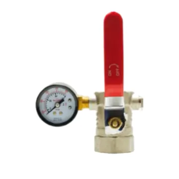 Typical ball valve with pressure gauge